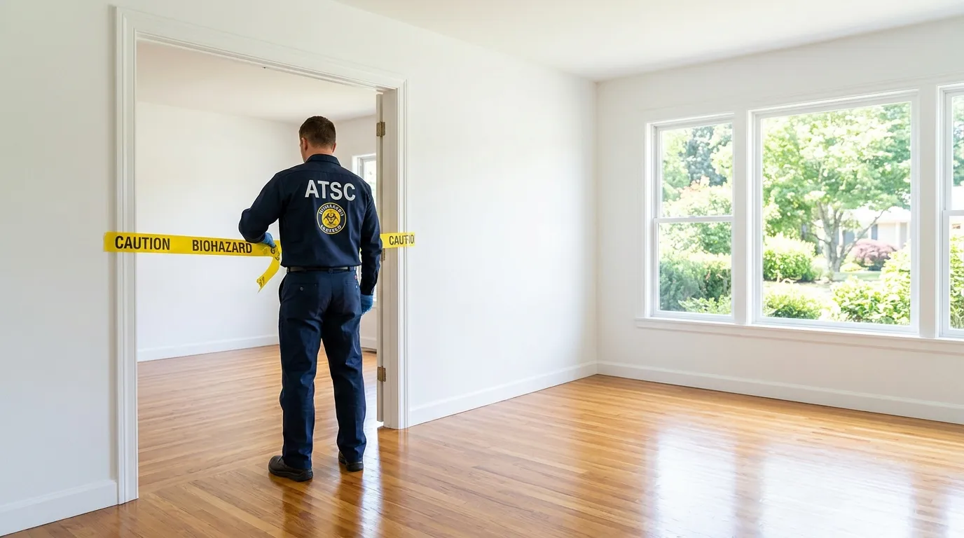 Certified biohazard cleanup crew performing Trauma Scene Cleanup in Warwick